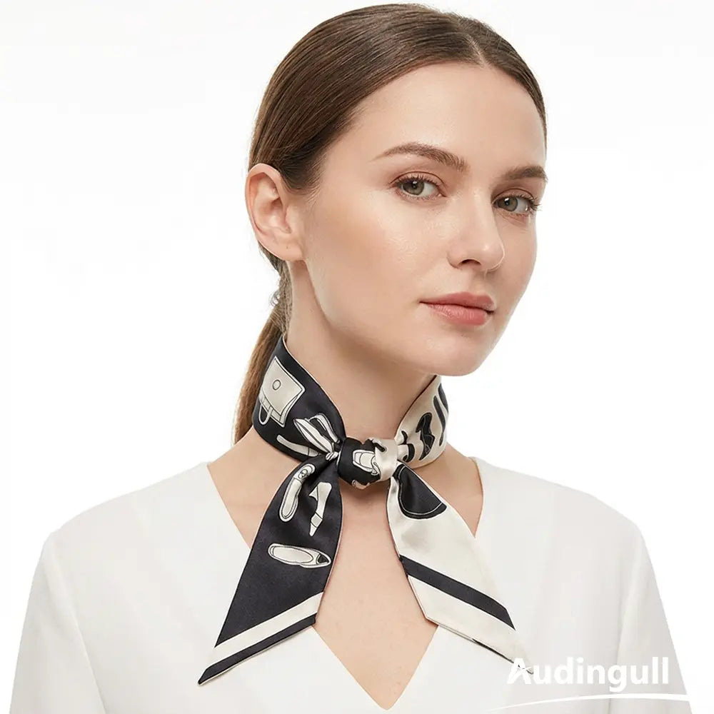 Audingull Soft 100% Silk Skinny Scarf for Women Neck Scarf