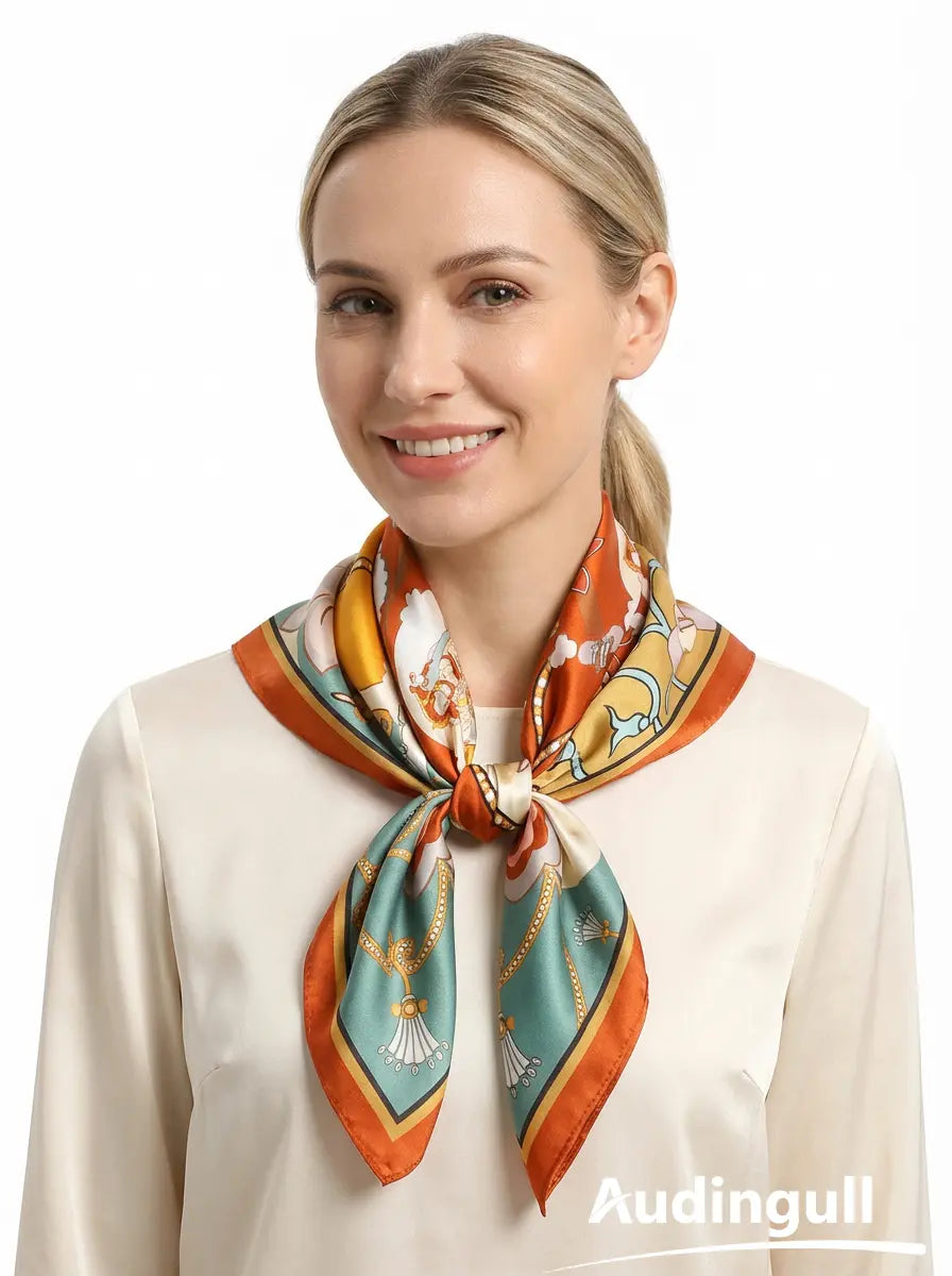 Audingull Classic Women's 100% Silk Scarf for Hair or Neck
