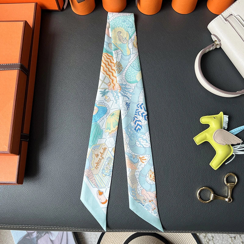 Audingull 100% Silk Skinny Scarf