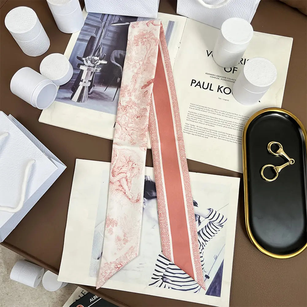 Audingull 100% Silk Skinny Long Scarf