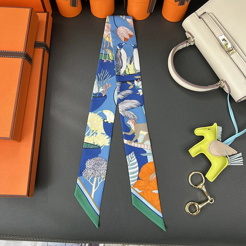 Audingull 100% Silk Skinny Scarf