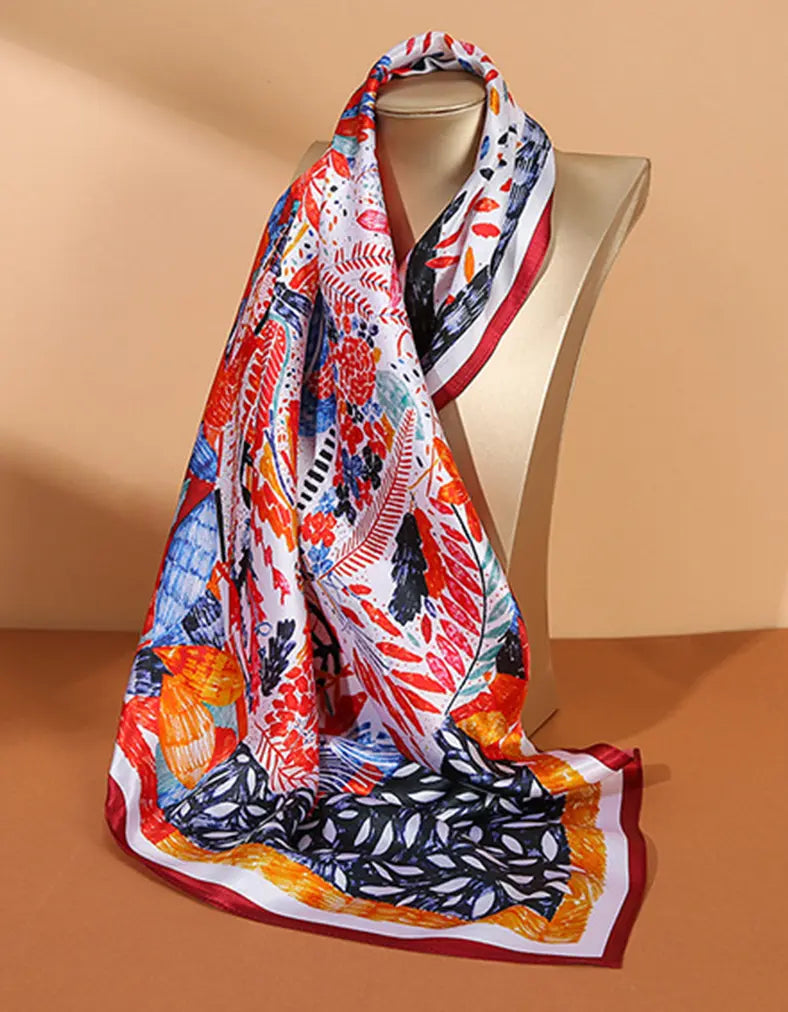Audingull Classic Women's 100% Silk Scarf for Hair or Neck