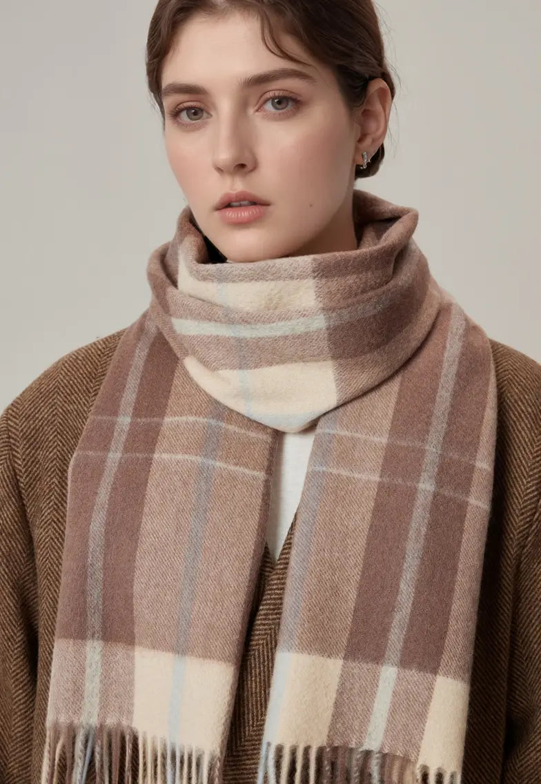 Audingull 100% Pure Wool Plaid Scarf
