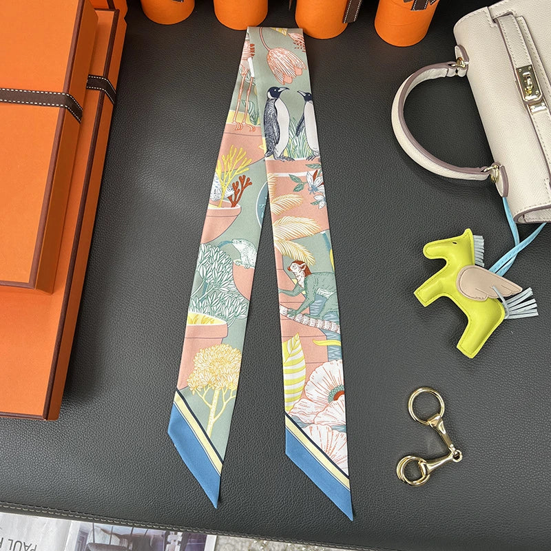 Audingull 100% Silk Skinny Scarf