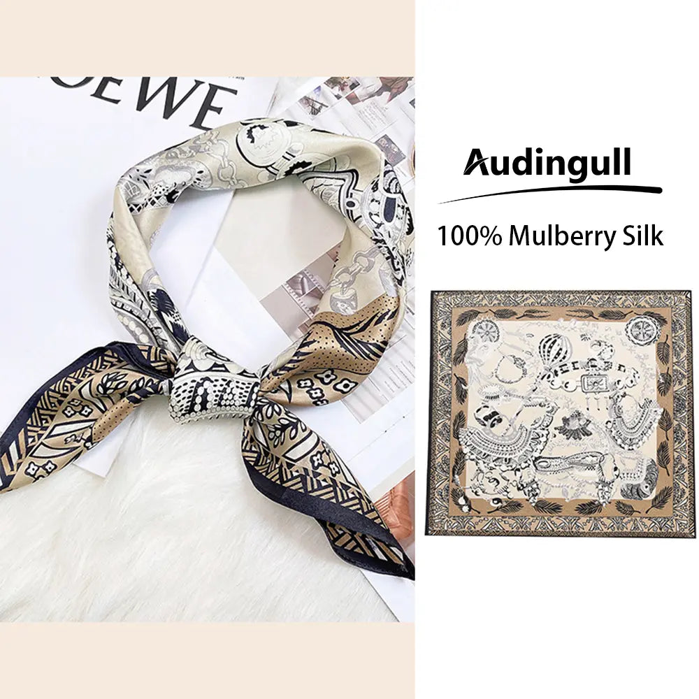 Audingull 100% Mulberry Silk Square Scarf