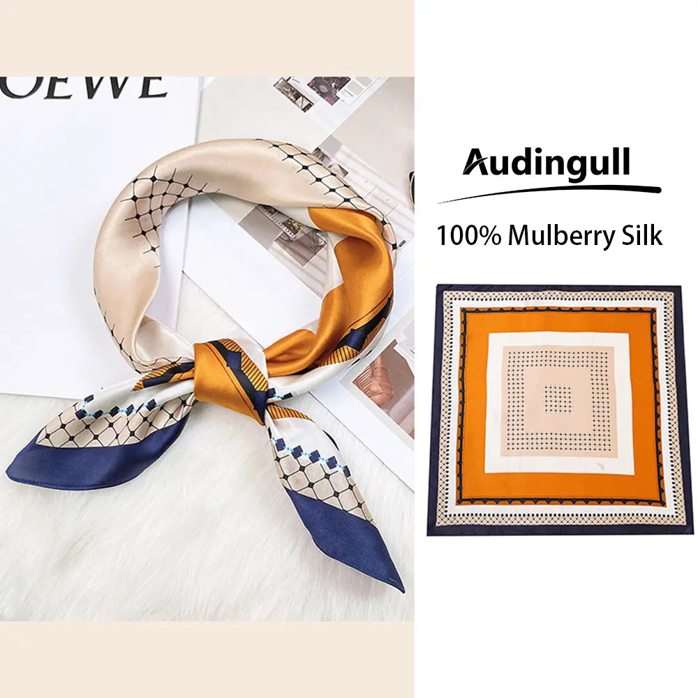 Audingull 100% Mulberry Silk Square Scarf