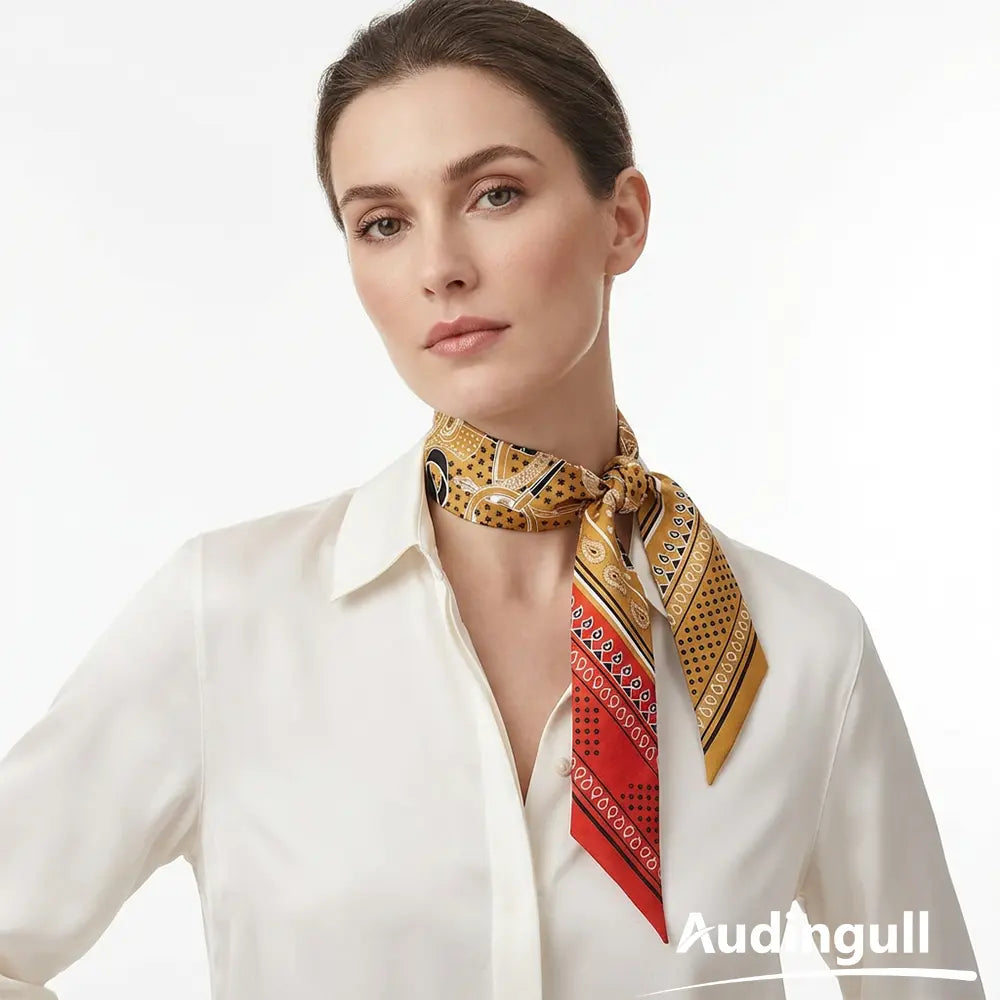 Audingull Comfortable 100% Silk Skinny Scarf Hair Neck Scarf