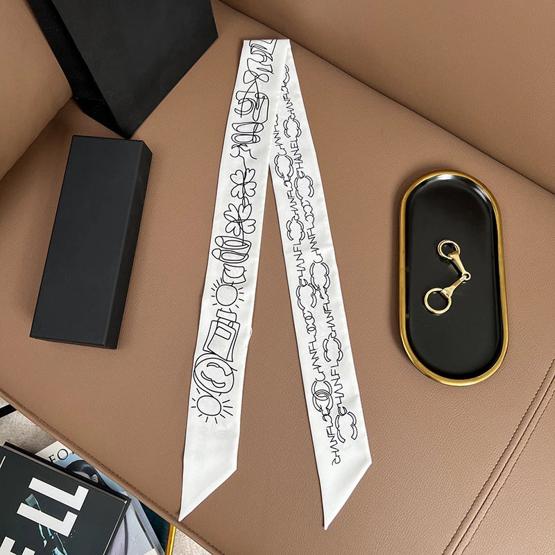 Audingull 100% Mulberry Silk Skinny Scarf