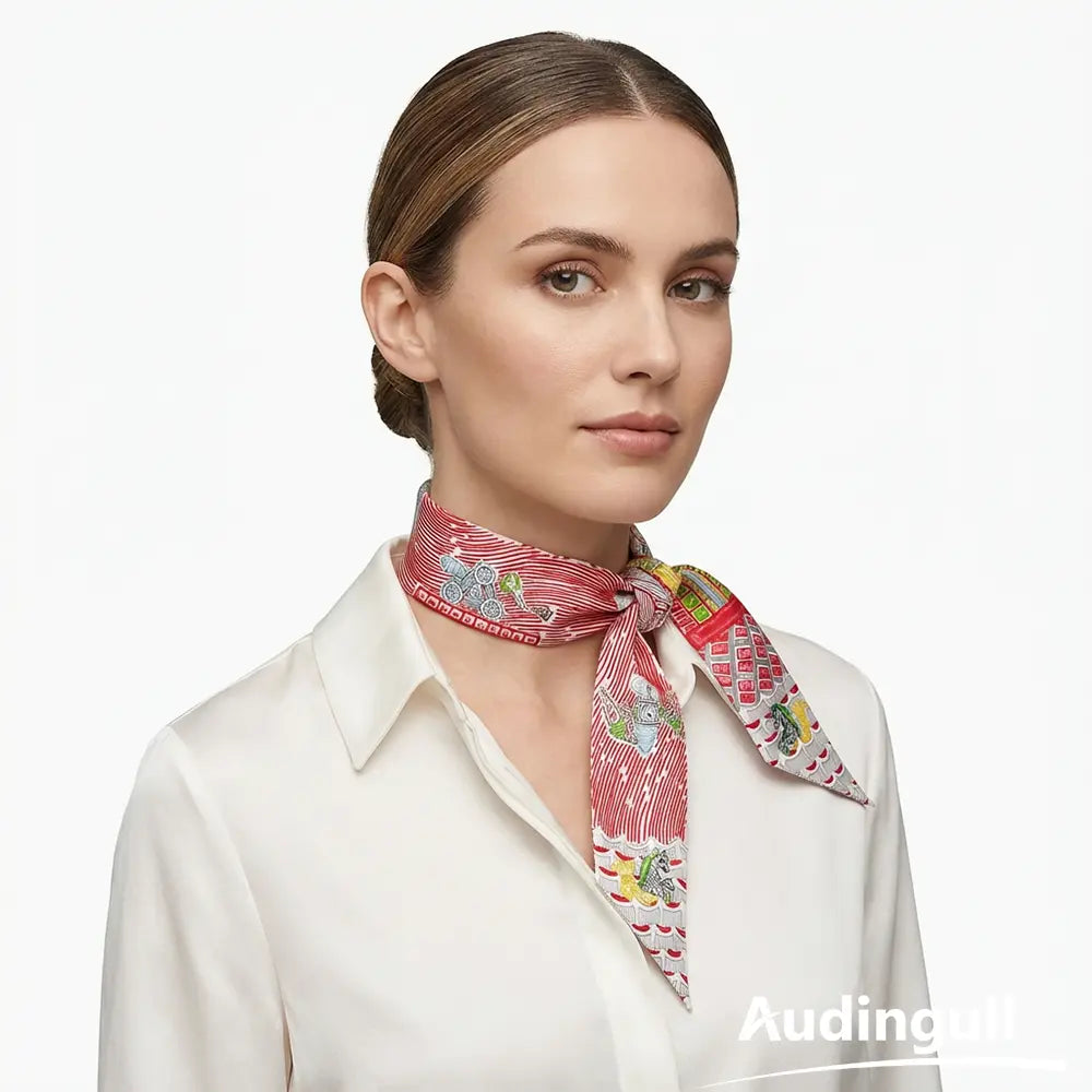 Audingull 100% Silk Skinny Scarf