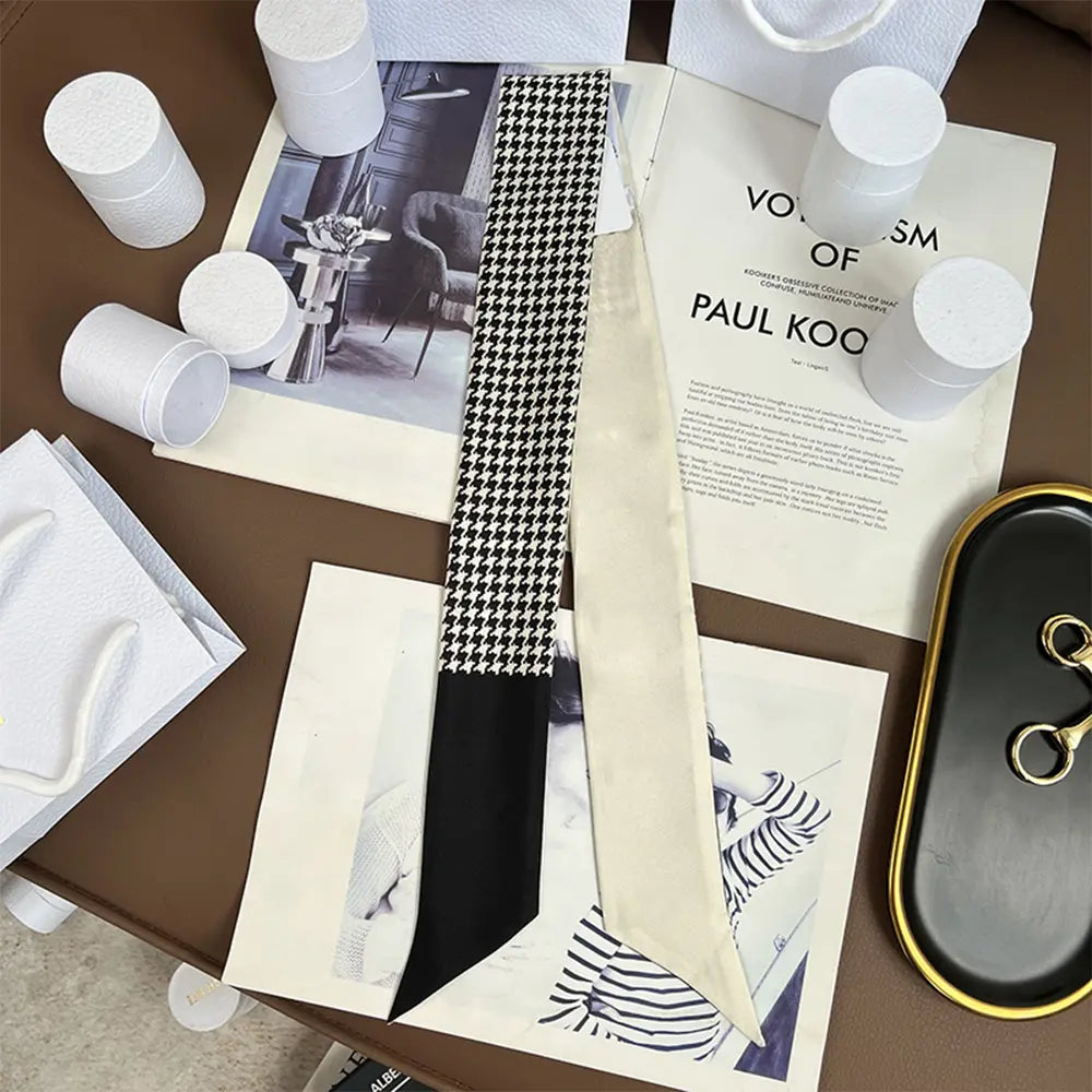 Audingull 100% Silk Skinny Long Scarf