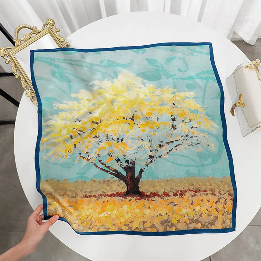 Audingull Soft Printed 100% Silk Scarf for Women Fashion