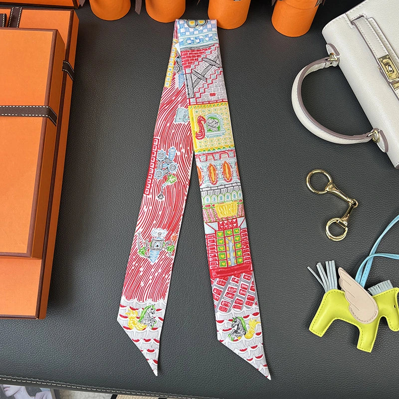 Audingull 100% Silk Skinny Scarf