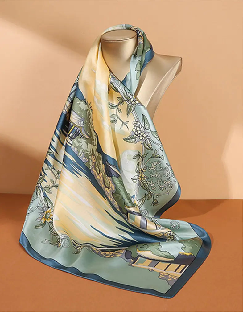 Audingull Women's Square 100% Silk Scarf Lightweight and Comfortable