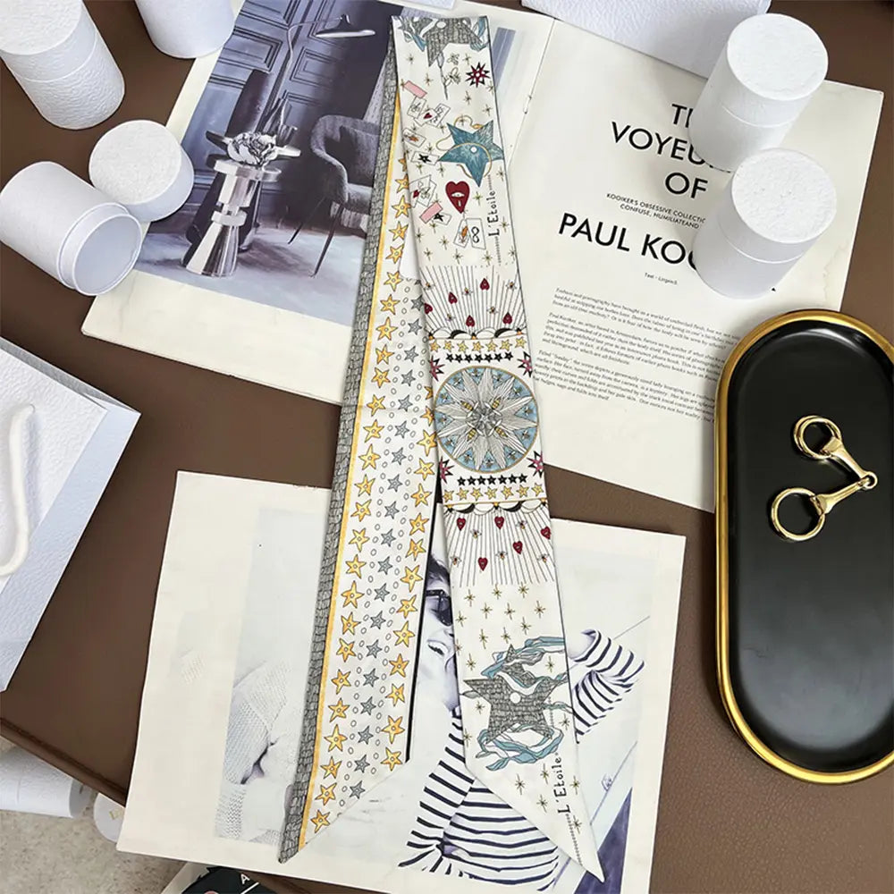 Audingull 100% Silk Skinny Long Scarf