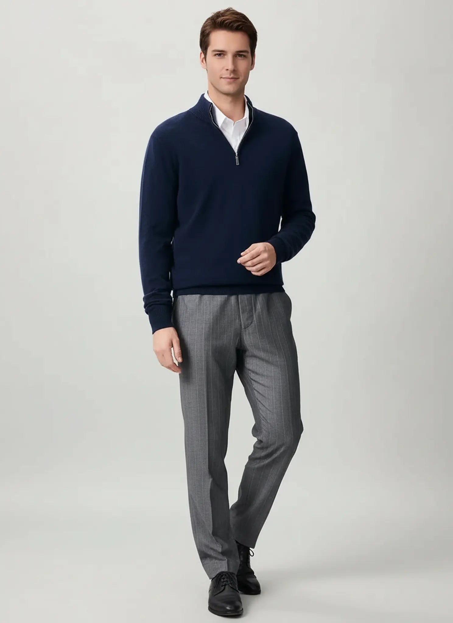 Audingull Men’s Premium 100% Cashmere Half-Zip Mock Neck Sweater