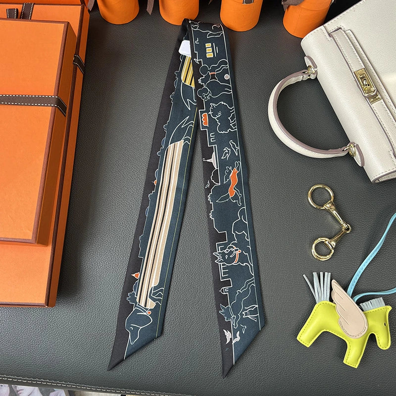 Audingull 100% Silk Skinny Scarf