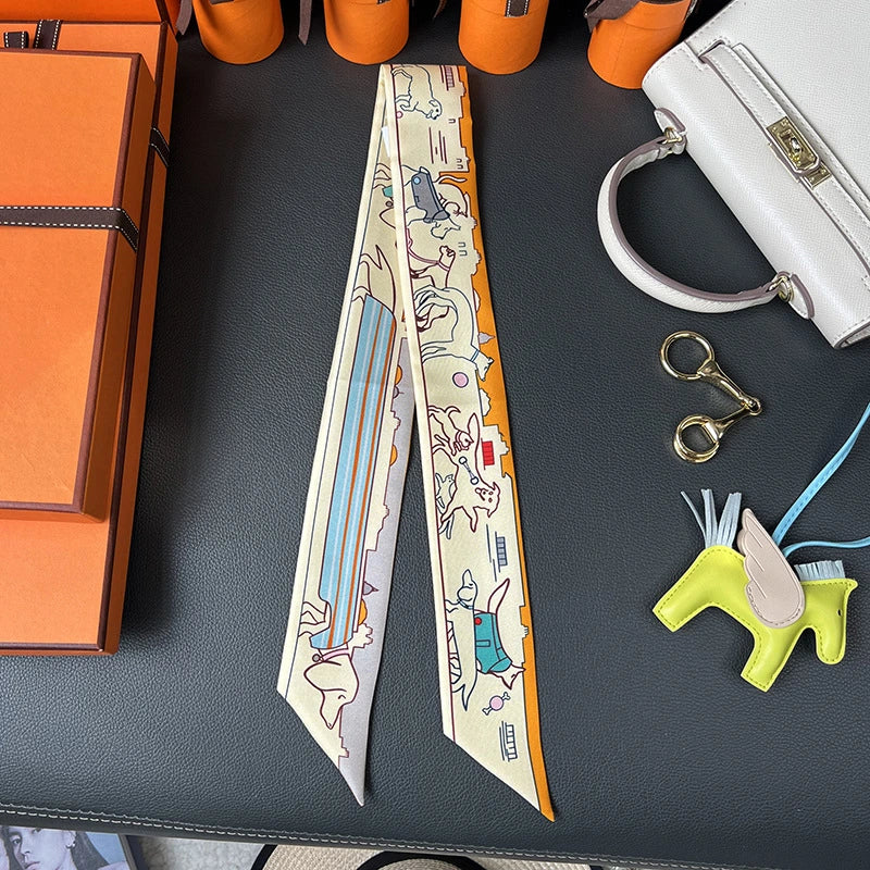 Audingull 100% Silk Skinny Scarf