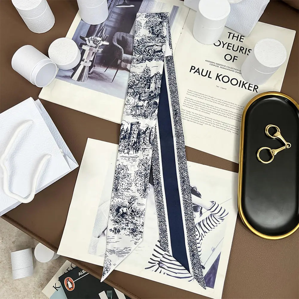 Audingull 100% Silk Skinny Long Scarf