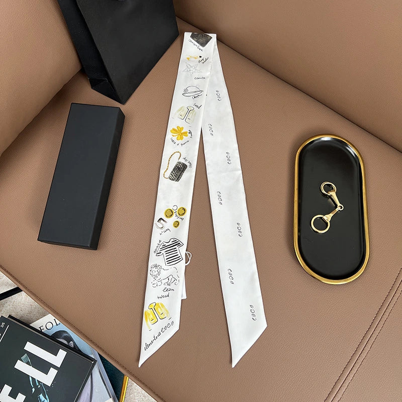 Audingull 100% Mulberry Silk Skinny Scarf