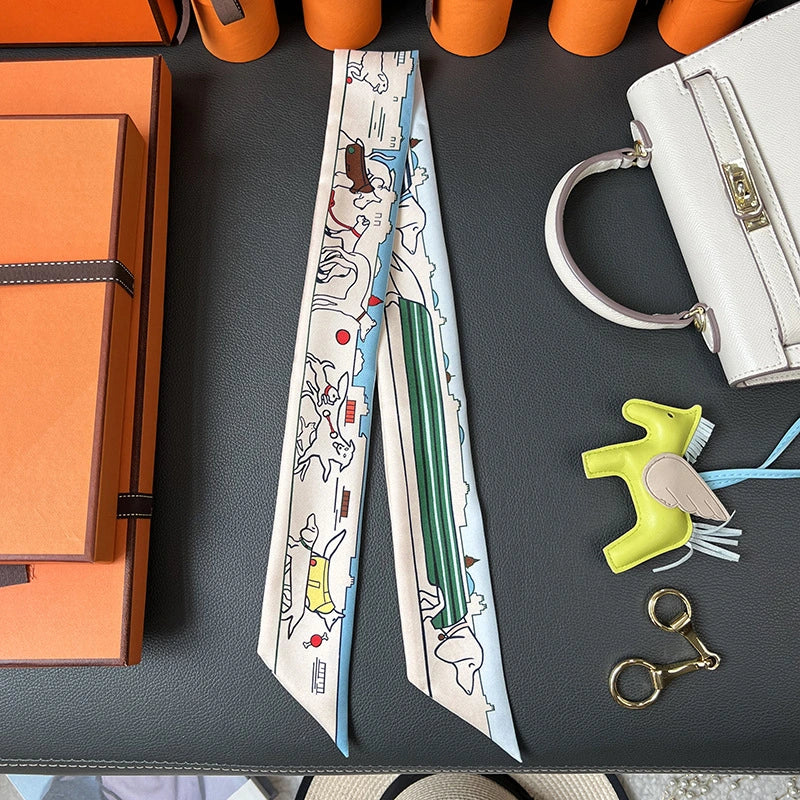 Audingull 100% Silk Skinny Scarf