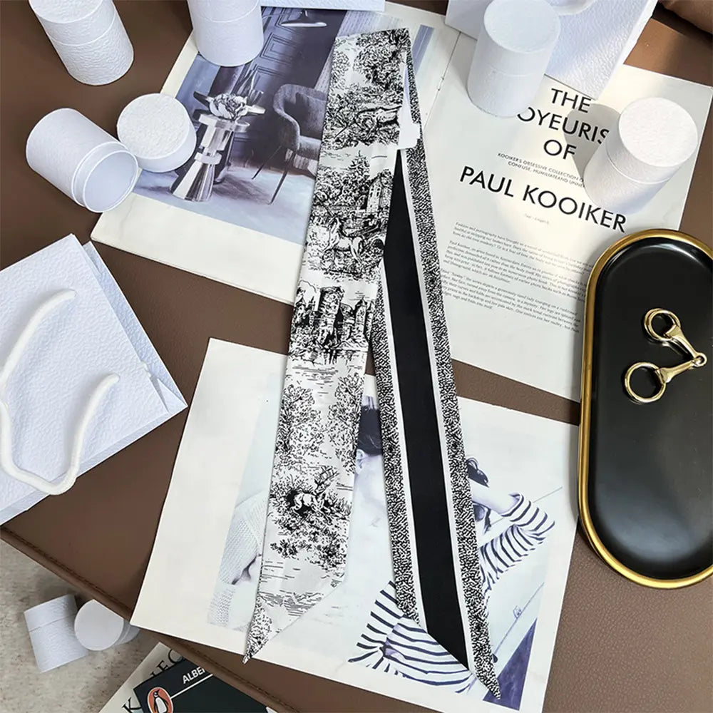 Audingull 100% Silk Skinny Long Scarf