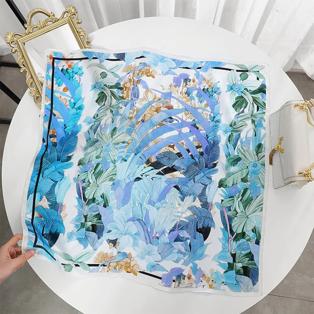 Audingull Elegant Printed 100% Silk Scarf for Women