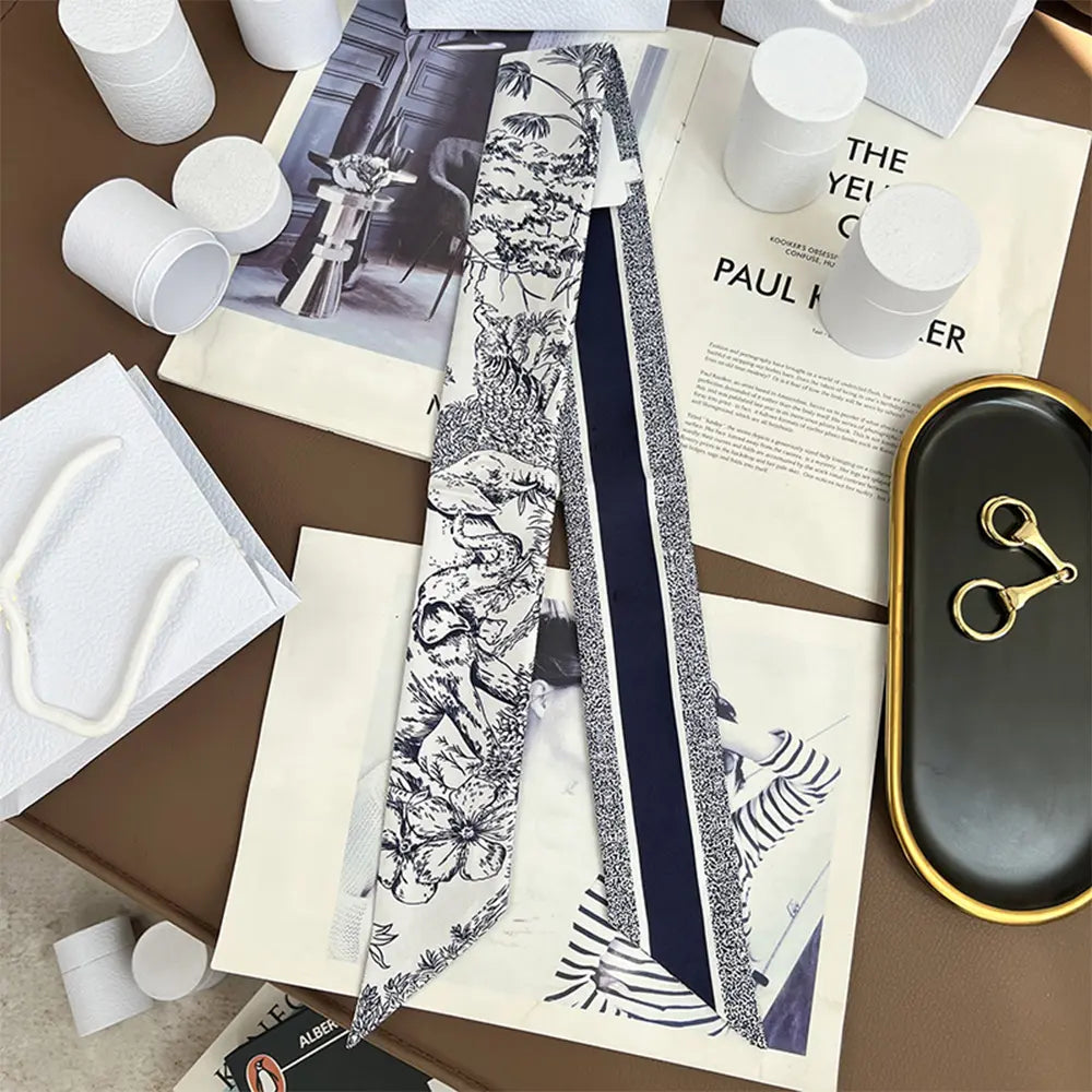 Audingull 100% Silk Skinny Long Scarf