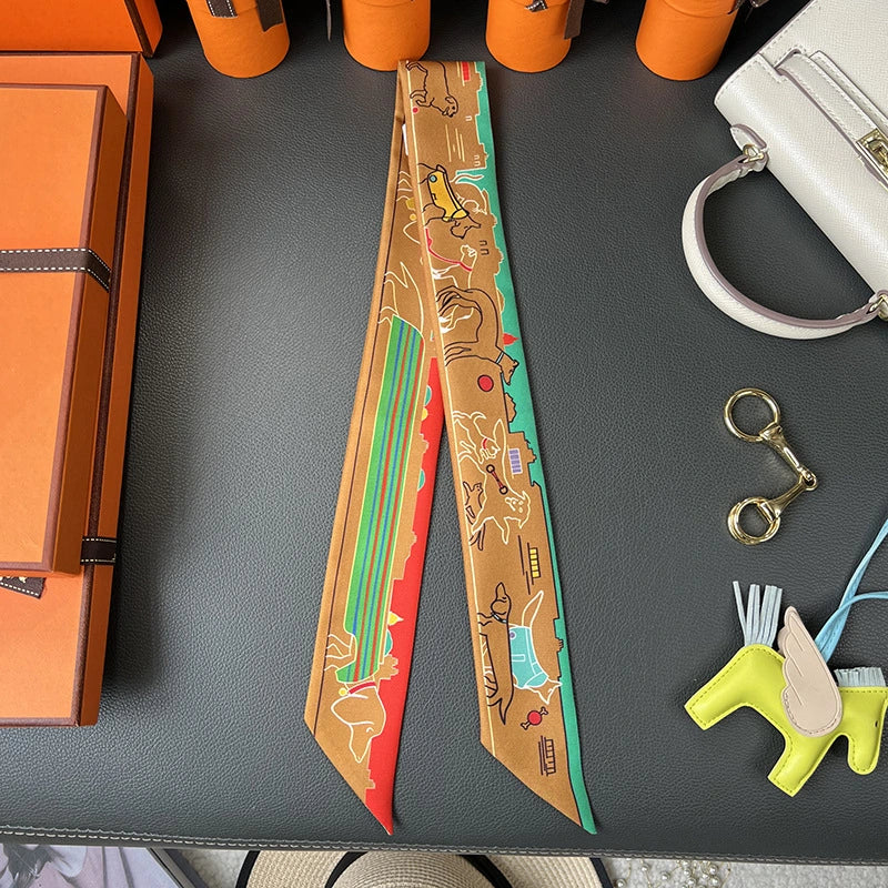 Audingull 100% Silk Skinny Scarf