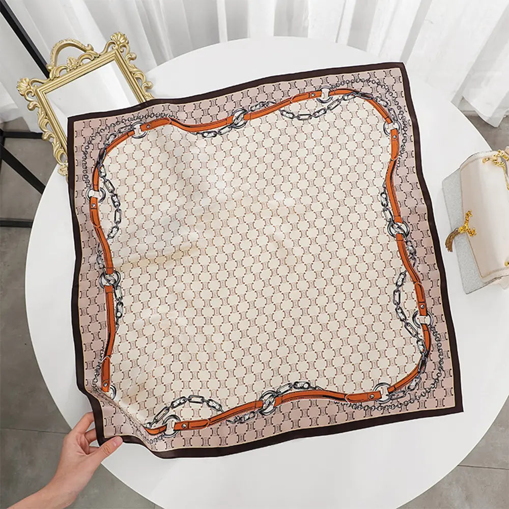 Audingull Elegant Printed 100% Silk Scarf for Women
