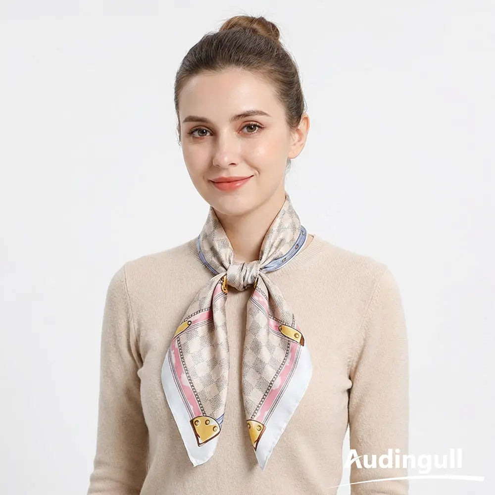 Audingull Elegant Printed 100% Silk Scarf for Women