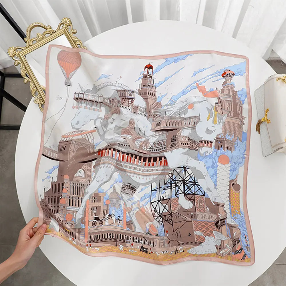 Audingull 100% Mulberry Silk Square Scarf