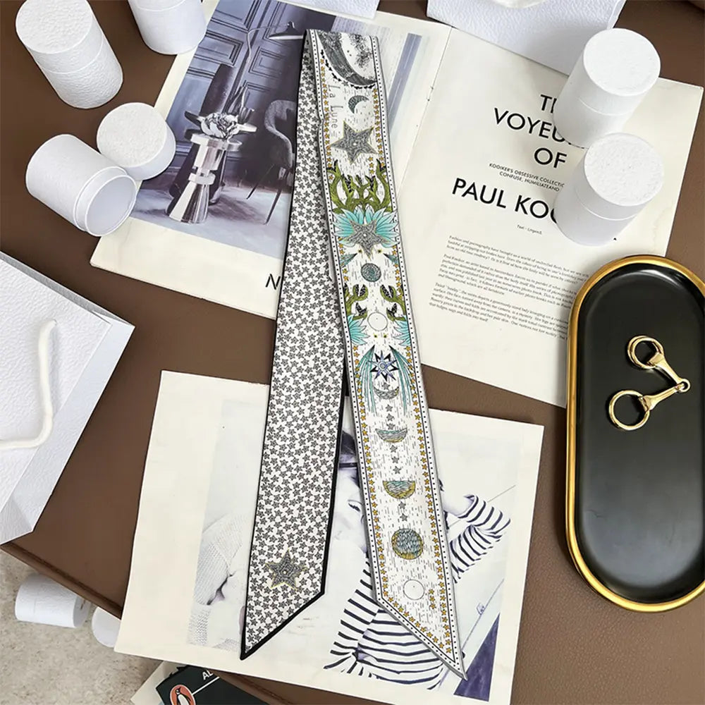 Audingull 100% Silk Skinny Long Scarf