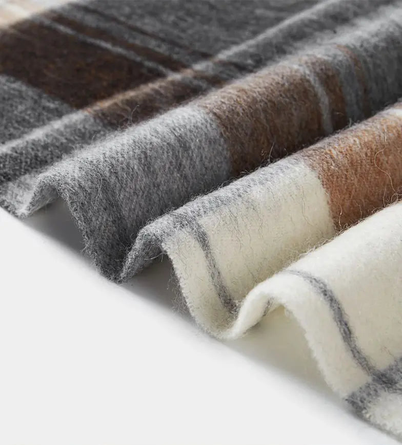 Audingull 100% Pure Wool Plaid Scarf