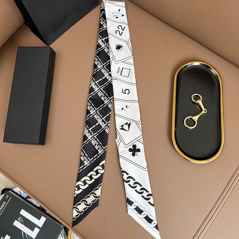 Audingull Stylish 100% Silk Skinny Scarf for Hair or Bag