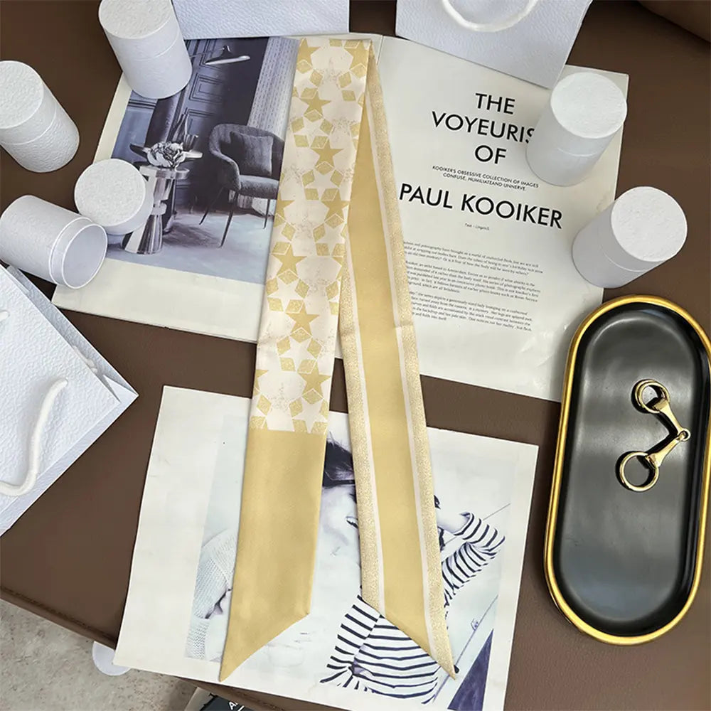 Audingull 100% Silk Skinny Long Scarf