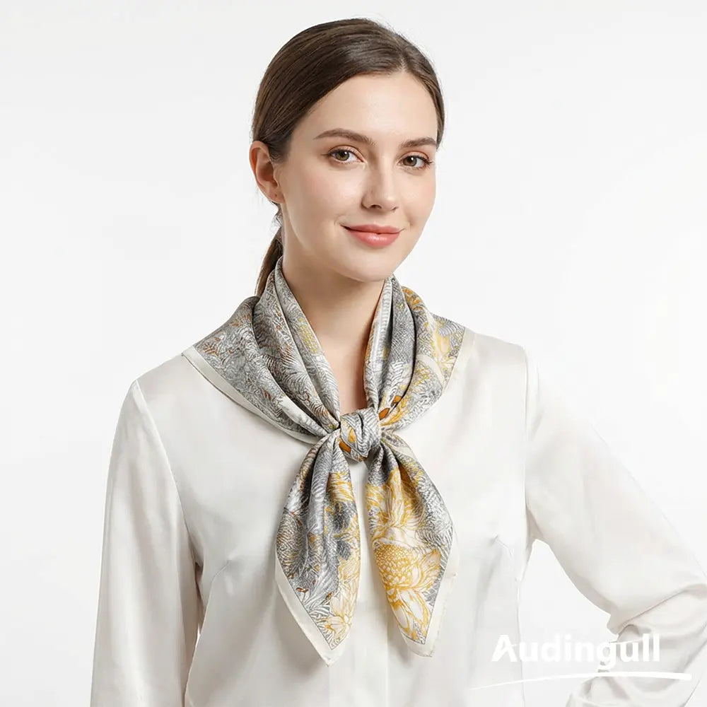 Audingull 100% Mulberry Silk Square Scarf