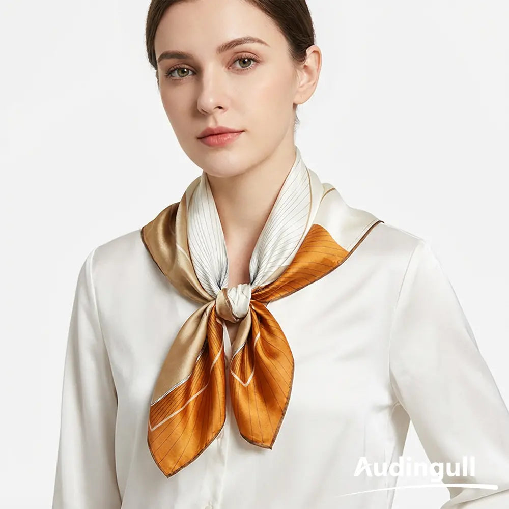 Audingull 100% Silk Scarf for Women Square Hair and Neck Scarf
