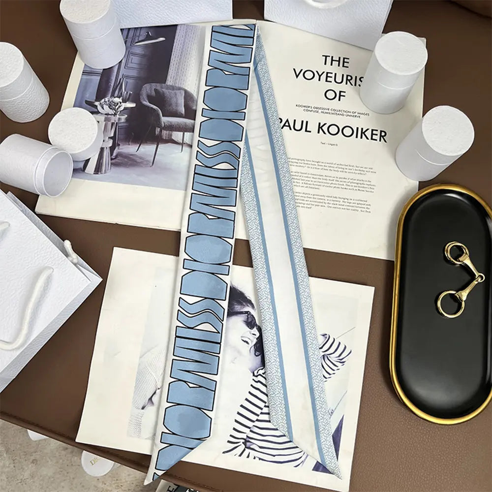 Audingull 100% Silk Skinny Long Scarf