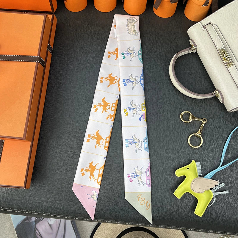 Audingull 100% Silk Skinny Scarf