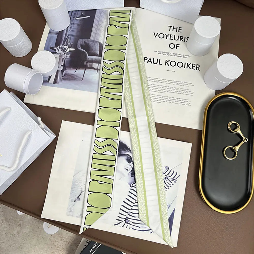 Audingull 100% Silk Skinny Long Scarf