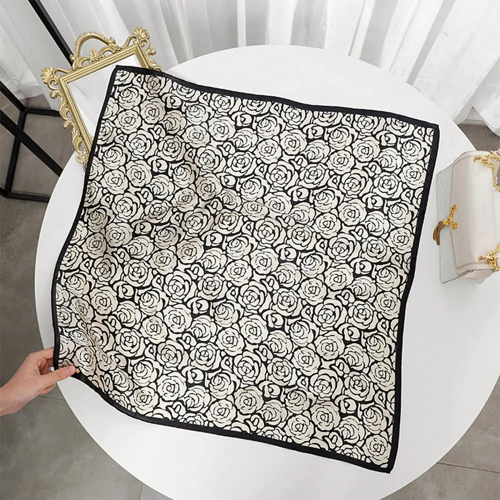 Audingull 100% Silk Scarf for Women Square Hair and Neck Scarf