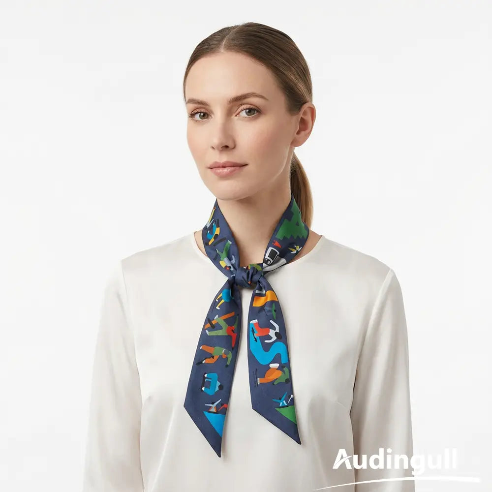 Audingull Soft Hair Scarf 100% Silk Skinny Scarf