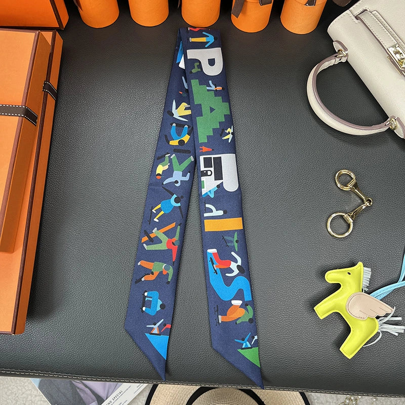 Audingull 100% Silk Skinny Scarf