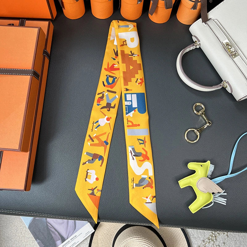 Audingull 100% Silk Skinny Scarf