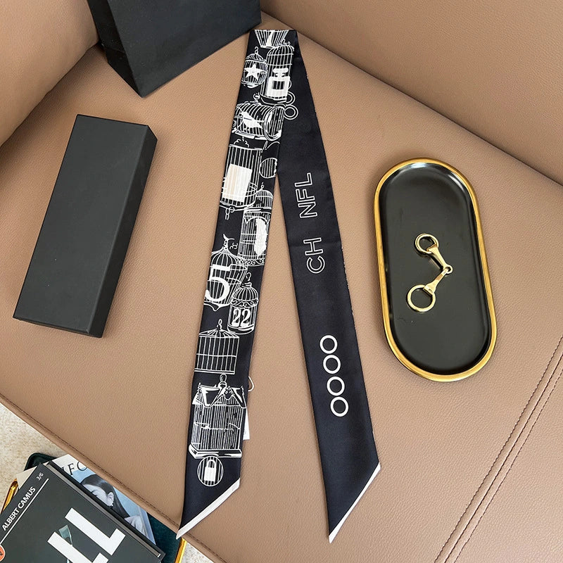 Audingull 100% Mulberry Silk Skinny Scarf