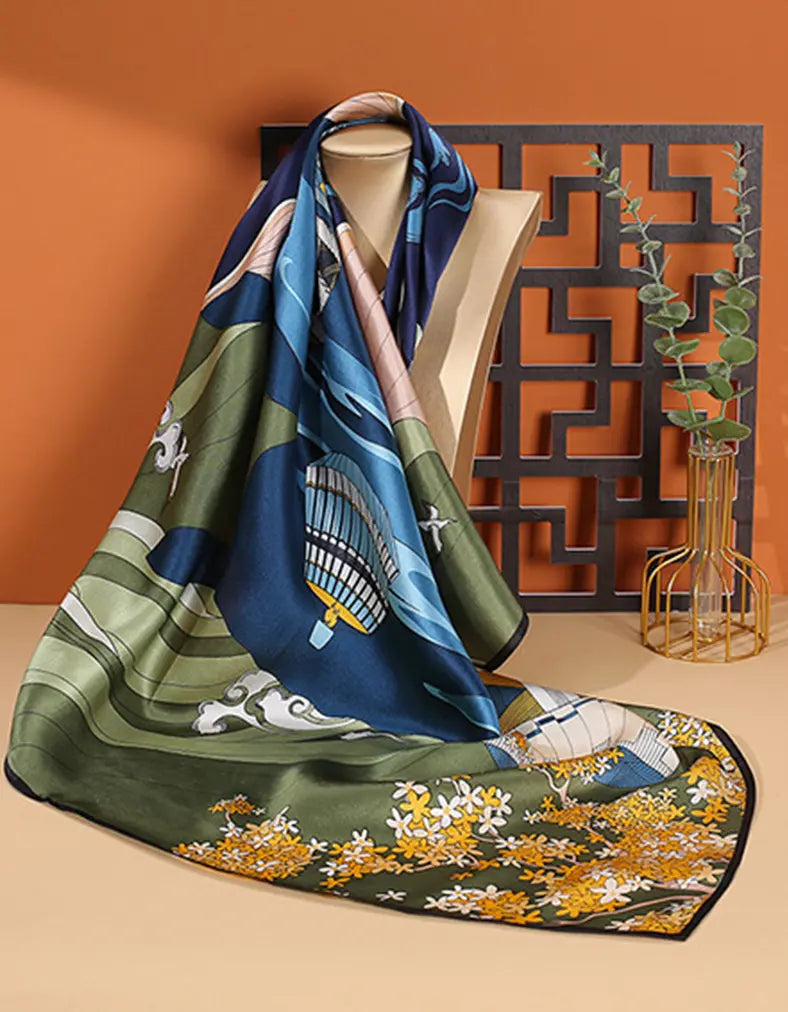Audingull Women's Square 100% Silk Scarf Lightweight and Comfortable
