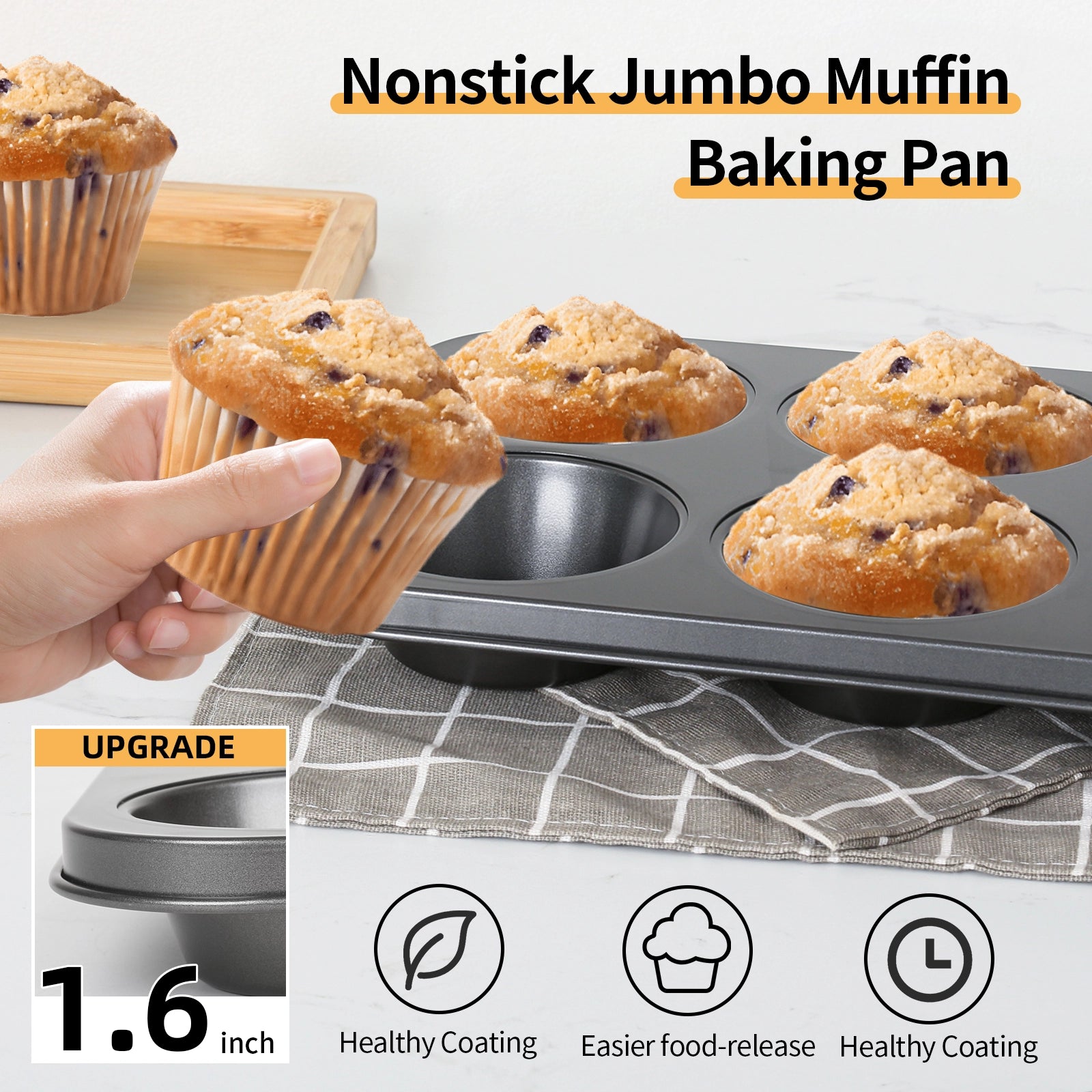 Audingull Jumbo Muffin Pan 6-Cups Cupcake Pan