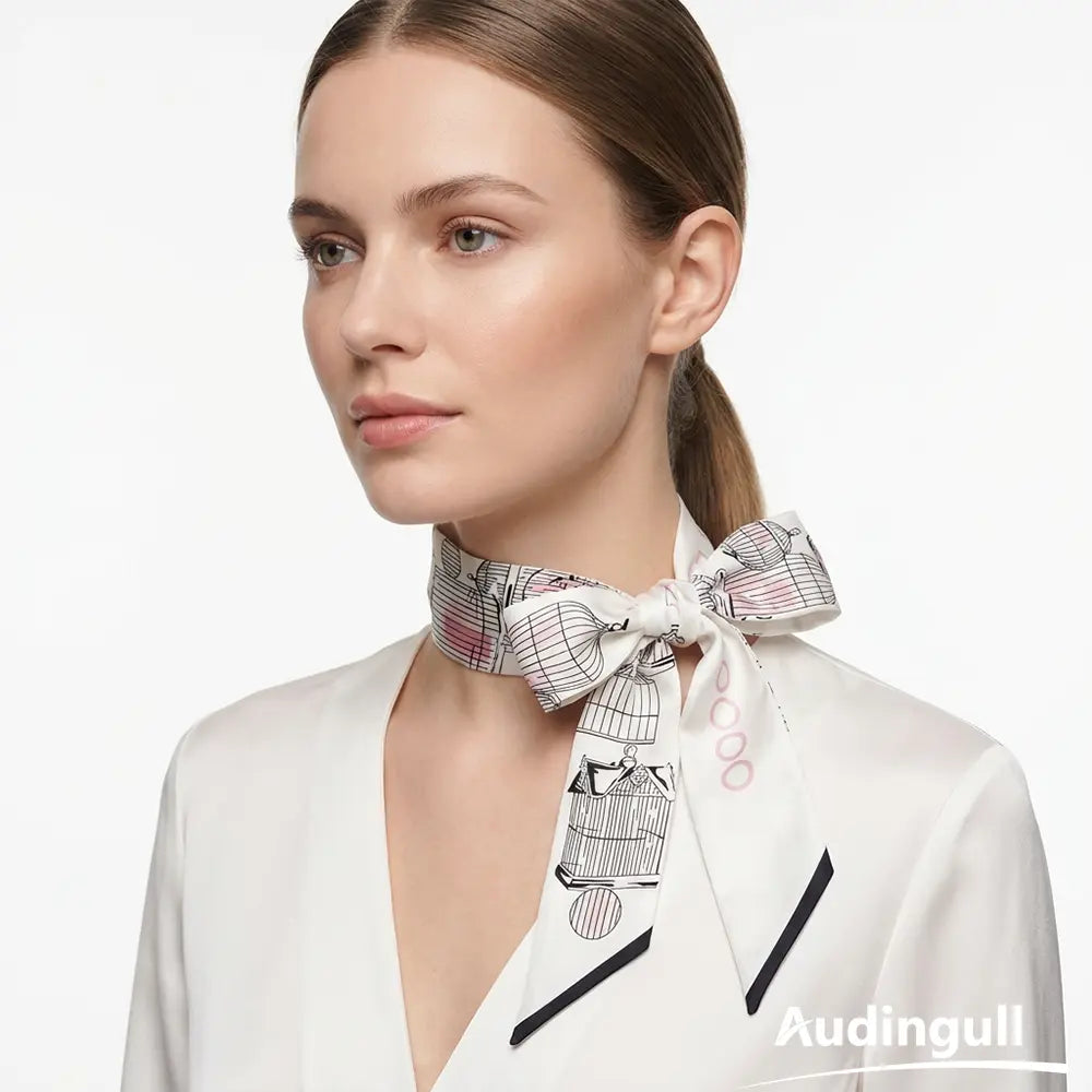 Audingull 100% Mulberry Silk Skinny Scarf