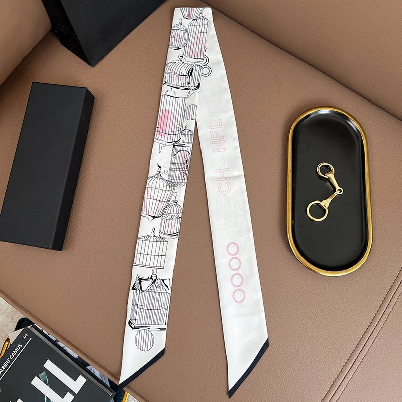 Classic Audingull 100% Silk Skinny Scarf for Women