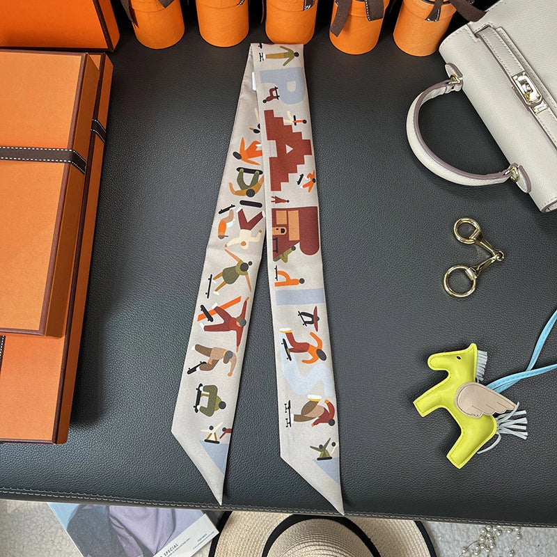 Audingull 100% Silk Skinny Scarf